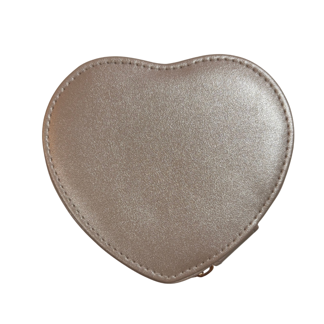 Pearl White Heart Zippered Jewelry Box
