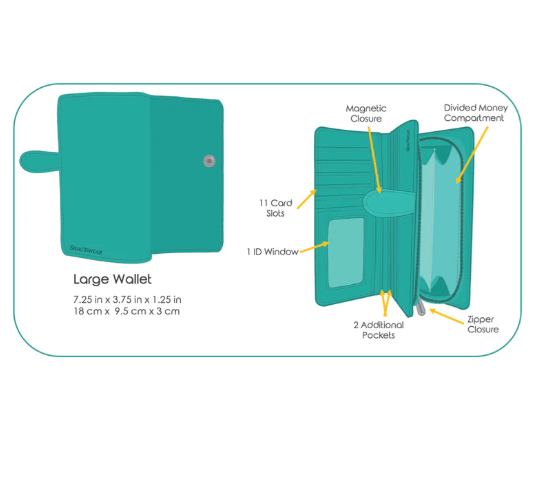 Teal Embossed Floral Wallet