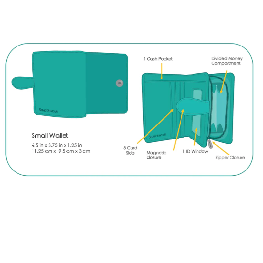 Teal Embossed Bird Small Wallet