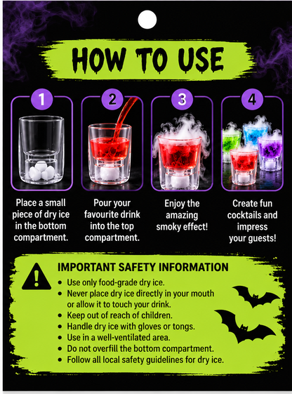 Dry Ice Shot Glasses – Set of 4 – Create a Smoking Drink Effect