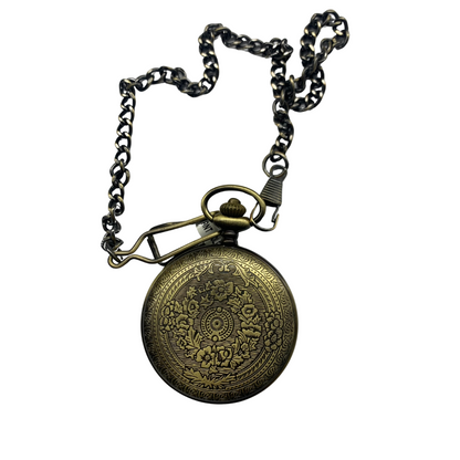 Antique Gold Pocket Watch with Porthole Window and Roman Numerals