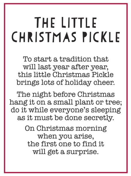 Little Christmas Pickle Ornament with Poem Card – Metal
