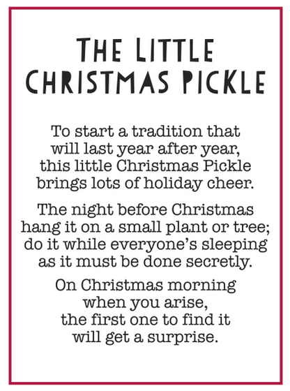 Little Christmas Pickle Ornament with Poem Card – Metal