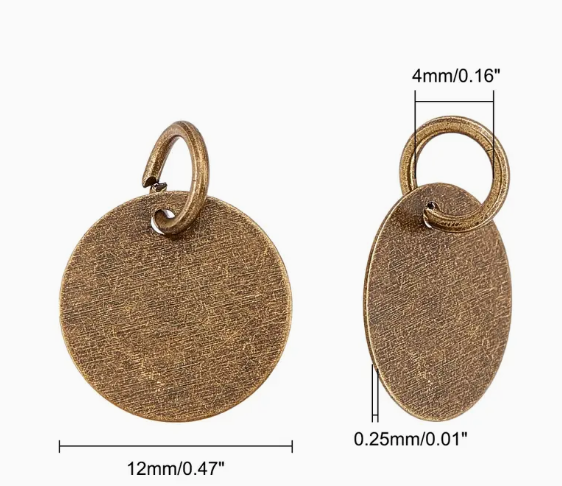 Antique Brass Engraved Tag