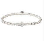 Pearl Bracelet with Side Cross