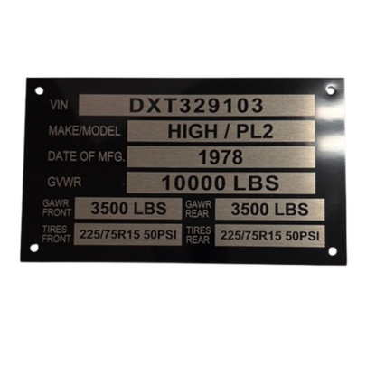 VIN Plates - Custom Made