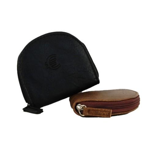 Black Leather Sorting Change Purse