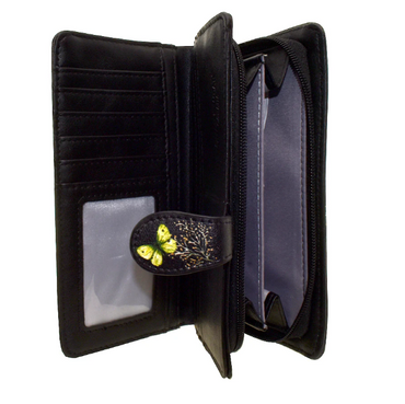 Black Embossed Floral & Butterfly Wallet