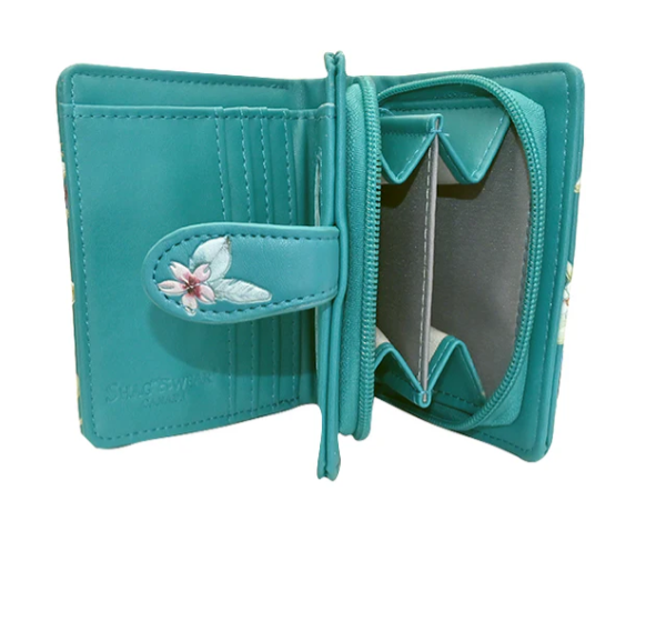 Teal Embossed Bird Small Wallet