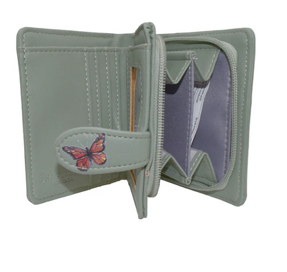 Green Embossed Monarch Butterfly Small Walle