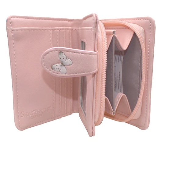 Pink Embossed Flowers & Birds Small Wallet