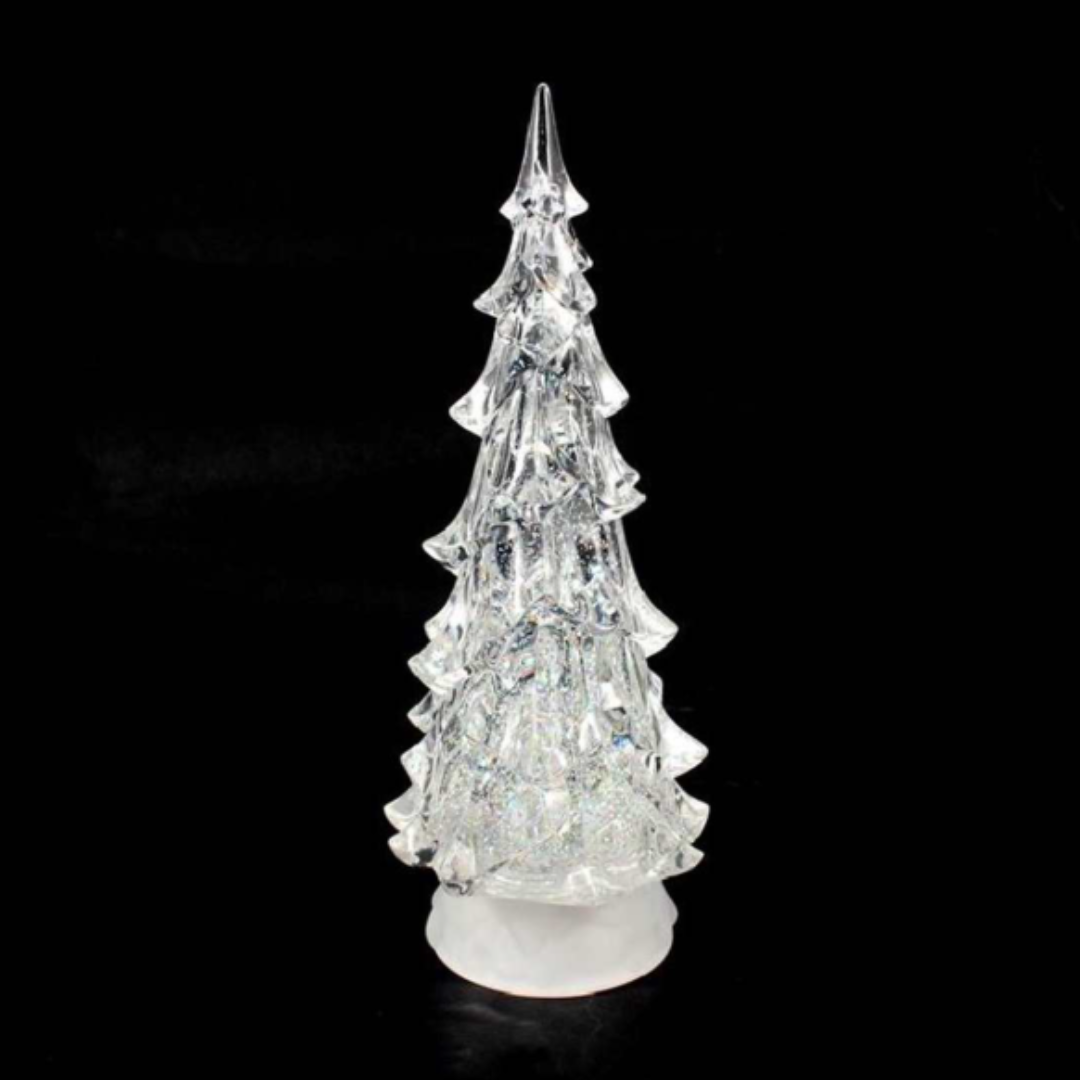 Large White LED Swirling Glitter Christmas Tree – Timer