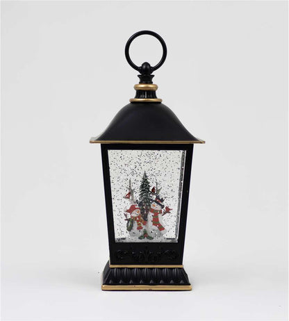 Snowman Friends with Cardinals Glitter Lantern