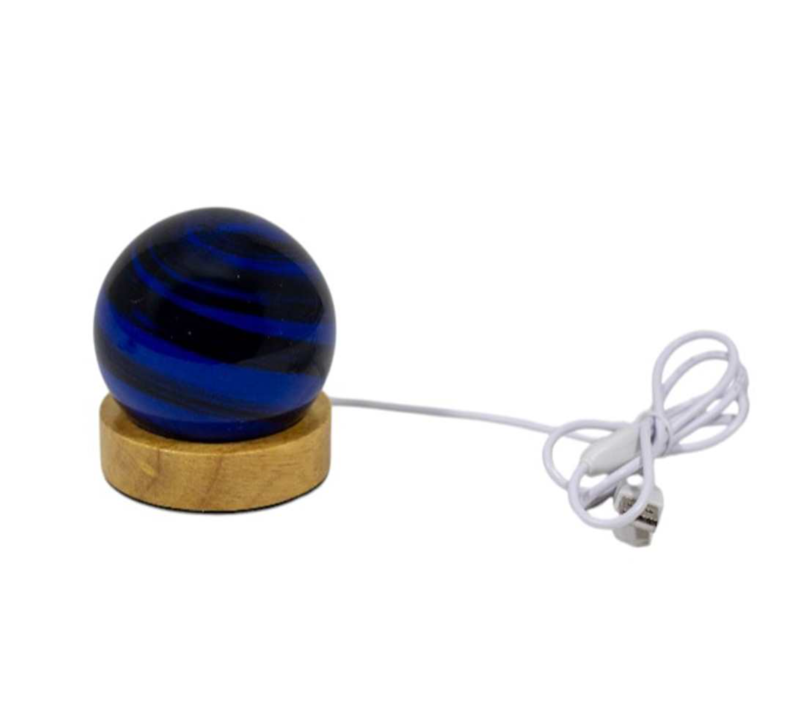 Starry Blue Sky Crystal Ball with Wooden Base