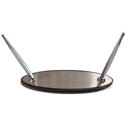 Double Silver Pen Set with Engravable Oval Base – Black Ink