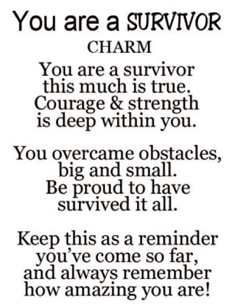 "You Are a Survivor" Zinc Charm with Poem Card
