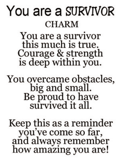"You Are a Survivor" Zinc Charm with Poem Card