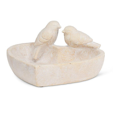 Heart-Shaped Cement Dish with Two Birds – 7.5"