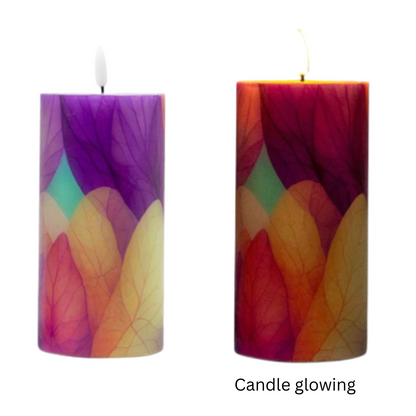 LED Wax Candle with Leaf Pattern