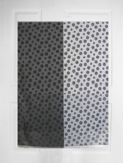 Grey & Black Two-Tone Polka Dot Shawl Scarf