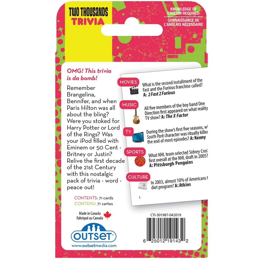 2000s: A Decade of Trivia Card Game – 2000s Trivia Game – Ages 12+