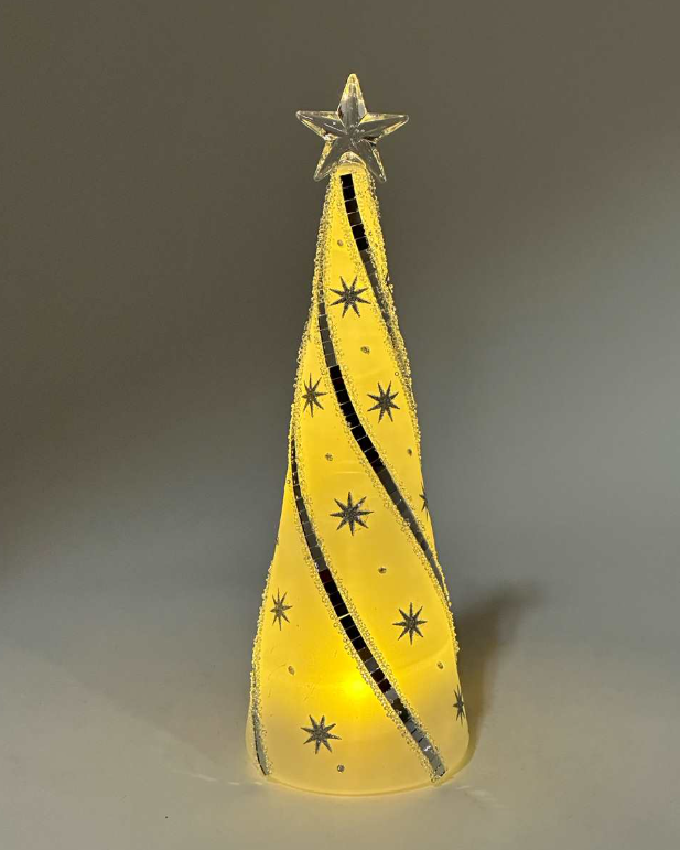 Large White & Silver Tree with Star Topper