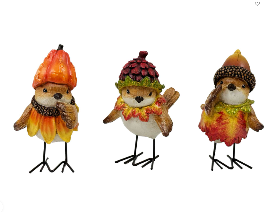 Autumn Birds with Leaves Figure