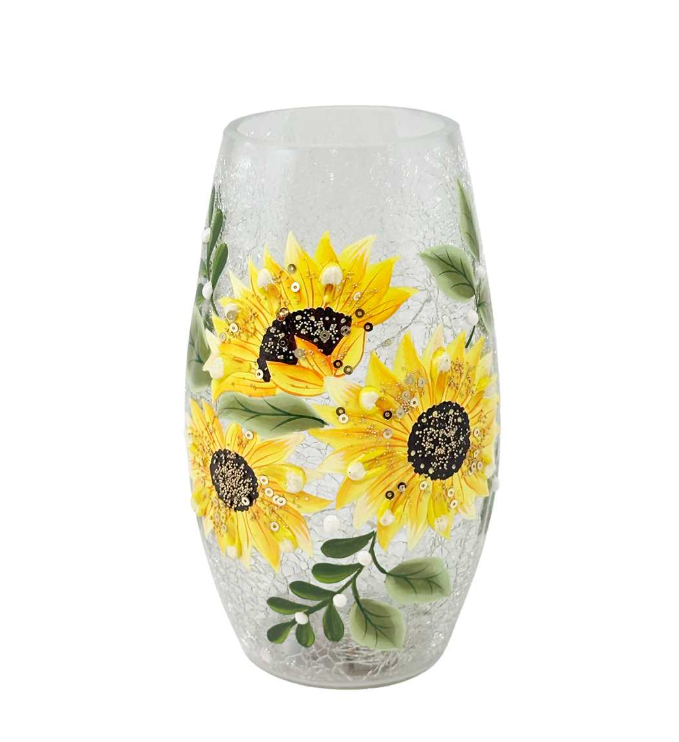 Crackle Glass LED Sunflower Lamp