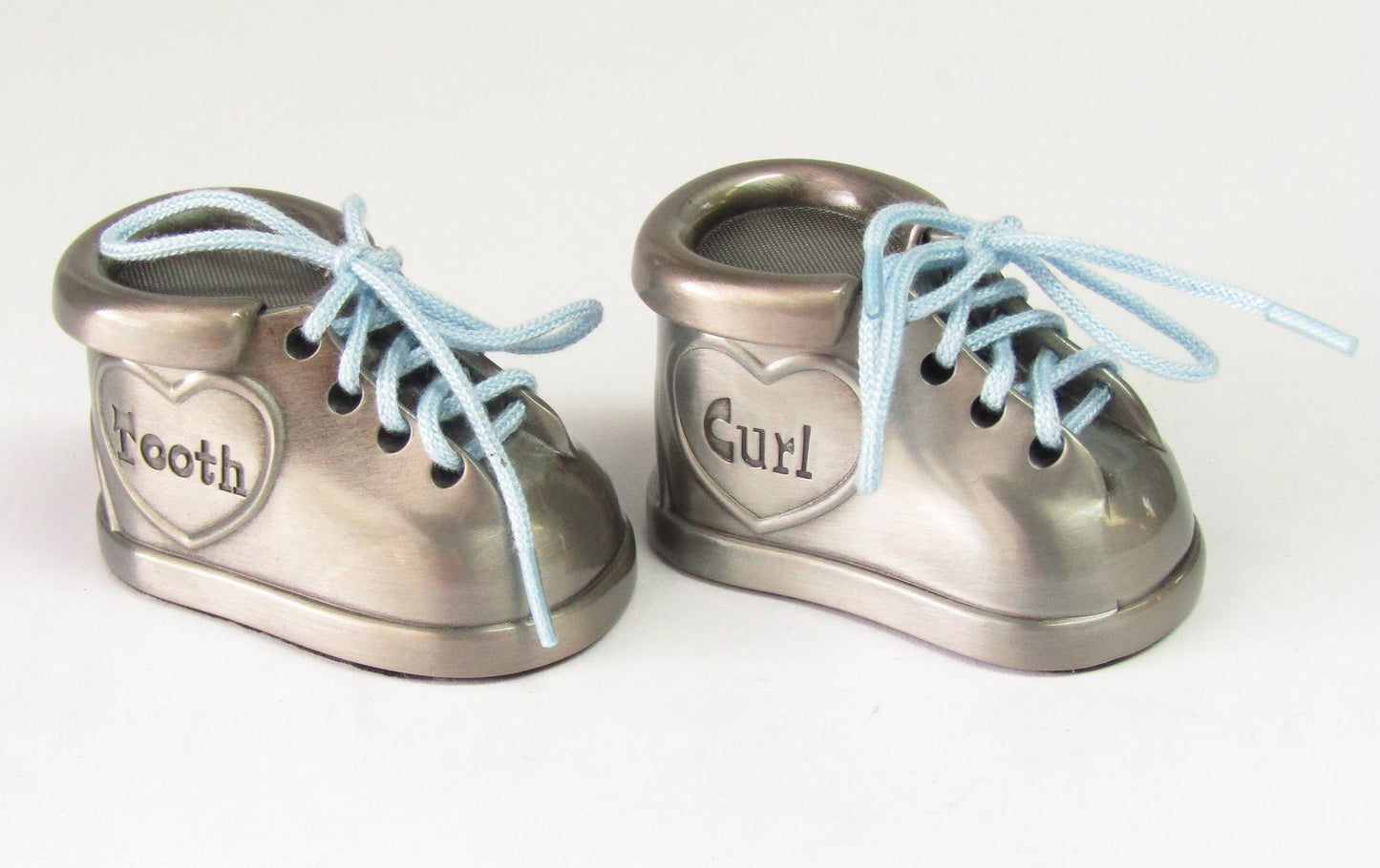 Boot Design “Tooth” & “Curl” Keepsake Boxes – Pink and Blue Laces