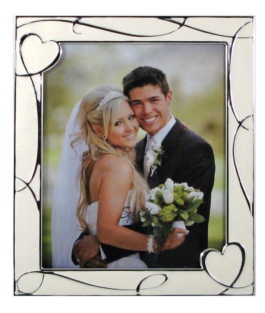 Pure White Epoxy Wedding Frame – Heart Swirls 8"x10"