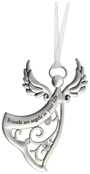 Friends Are Angels in Your Life – Silver Angel Ornament