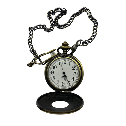 Antique Gold Pocket Watch with Porthole Window and Roman Numerals