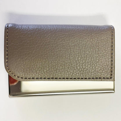 Grey Leatherette and Silver Card Case