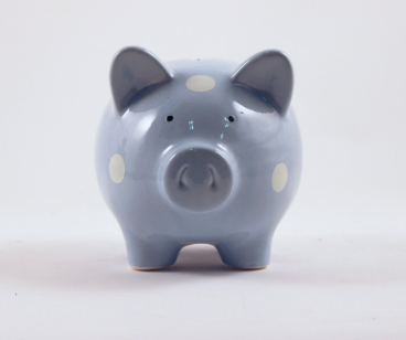 Blue Piggy Bank with White Polka Dots