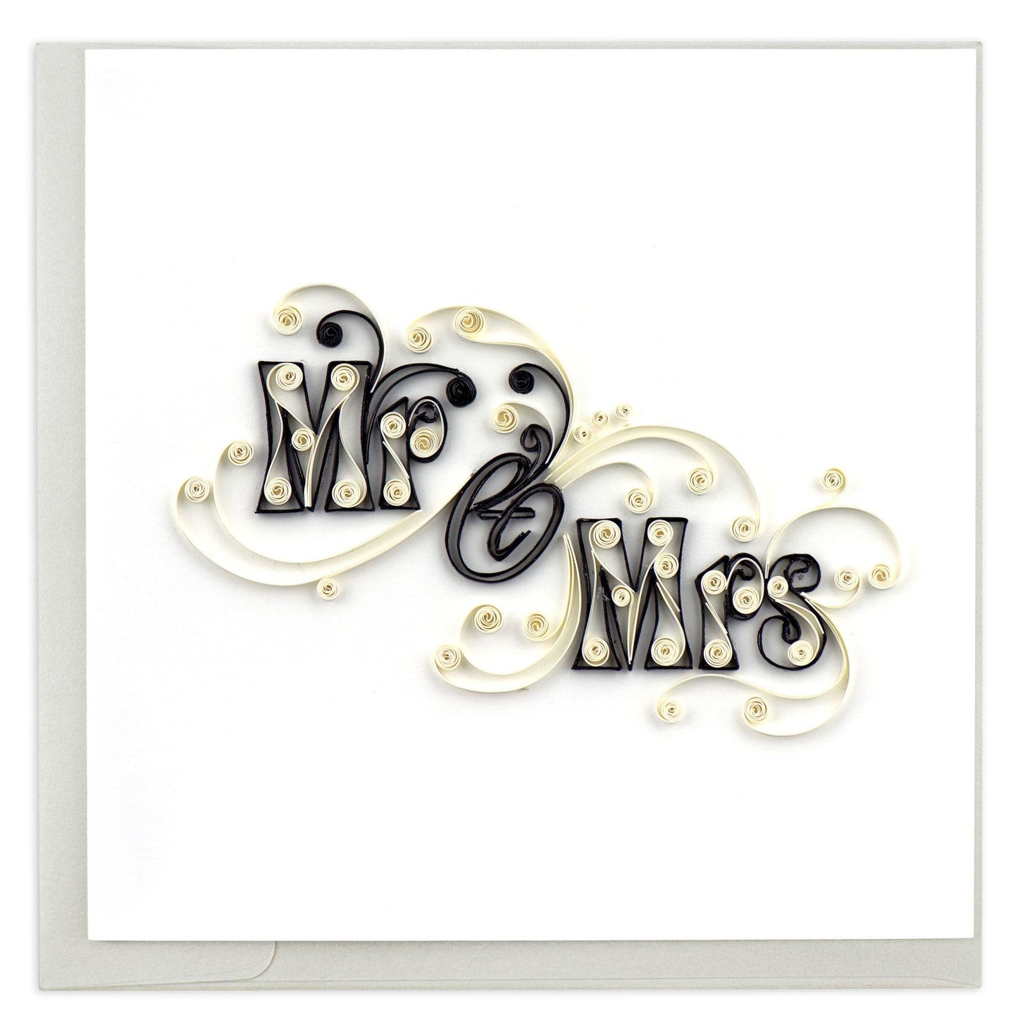Handmade Quilled Mr. & Mrs. Wedding Card – 6x6 Blank Greeting Card