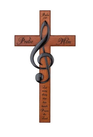 Mahogany Cross with Treble Clef