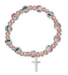 Ceramic Rose Baby Bracelet with Cross