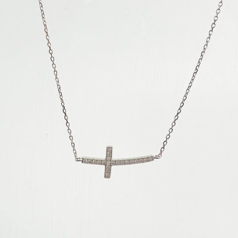 Curved Cross Necklace