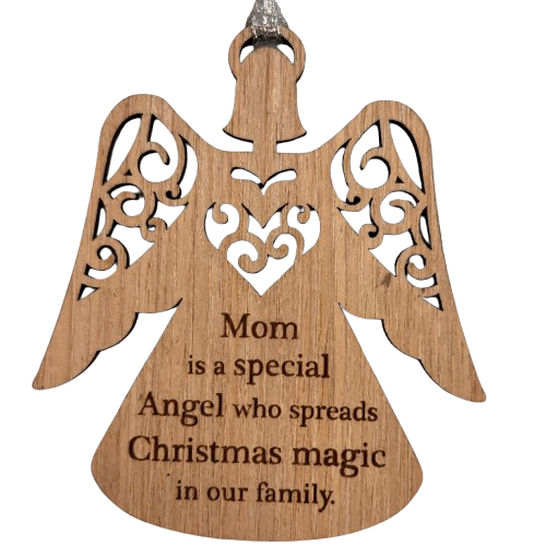 Wooden Angel Mom Is Ornament