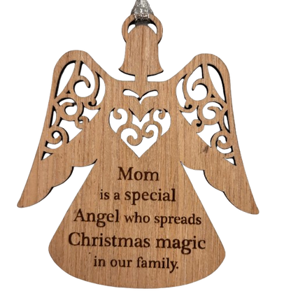 Wooden Angel Mom Is Ornament