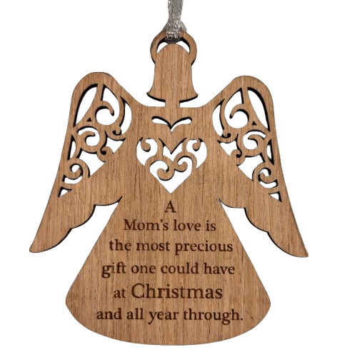 Wooden Angel Mom's Love Ornament