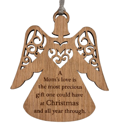 Wooden Angel Mom's Love Ornament