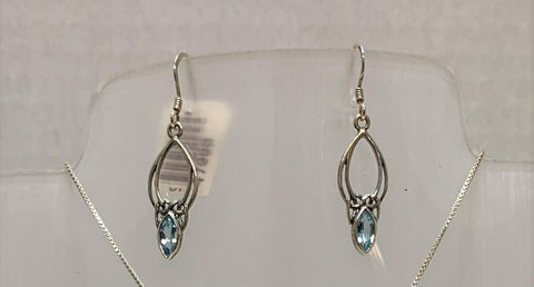 Celtic Earrings with Blue Topaz