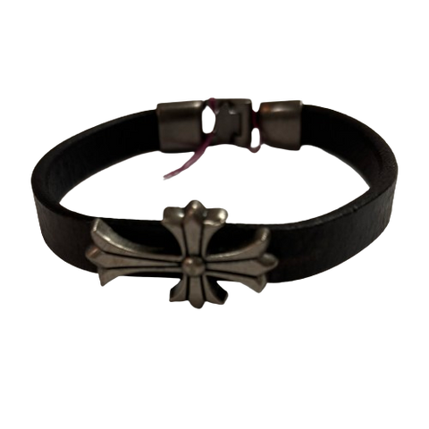 Leather Bracelet with Cross