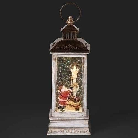 Lighted Swirl Santa Lamp Lantern