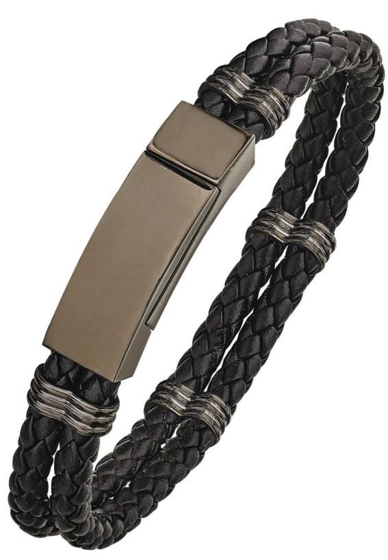 Mens Stainless Steel and Leather Bracelet