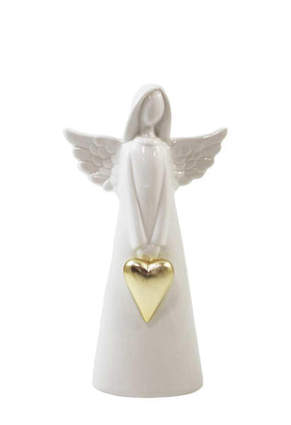 Large Ceramic Angel with Gold Heart