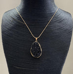 Crystal/Gold Necklace - Black