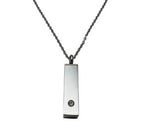 Silver Rectangle Urn Necklace with Crystal