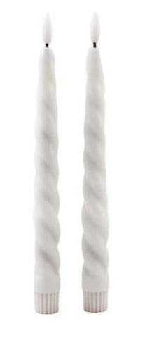 LED White Taper Candles Pair